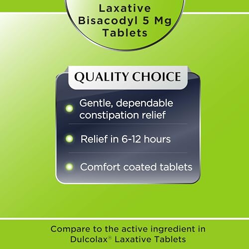Quality Choice Bisacodyl 5 mg tablettes stimulantes pour soutenir le transit nocturne.