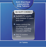 Quality Choice Diarrhée Loperamide 2 mg, comprimés en blister – pratique pour les voyages et déplacements.