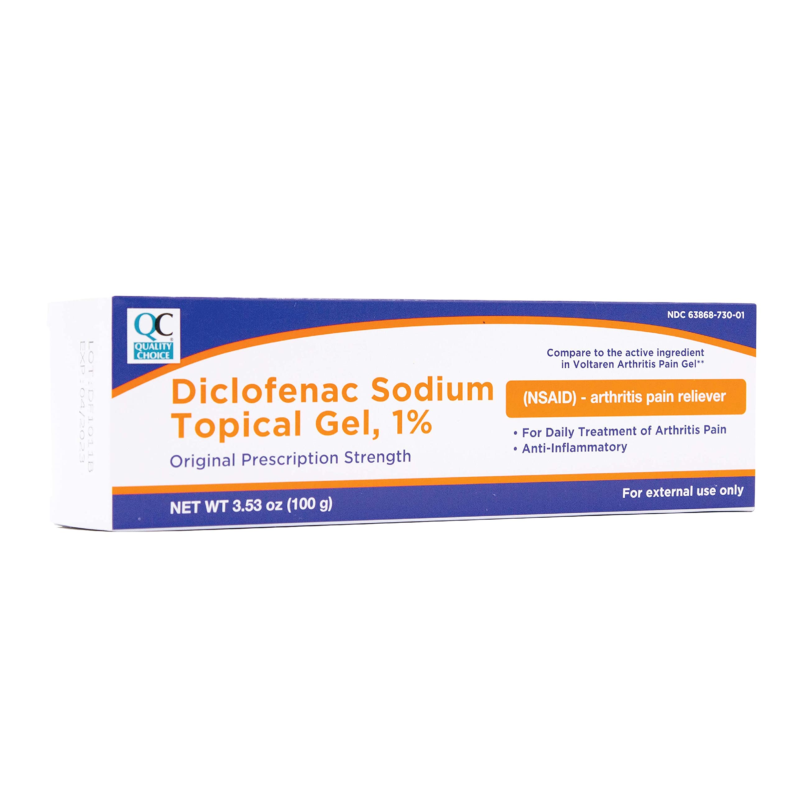 Quality Choice diclofénac sodique gel topique, carte de dosage pour une dose précise.