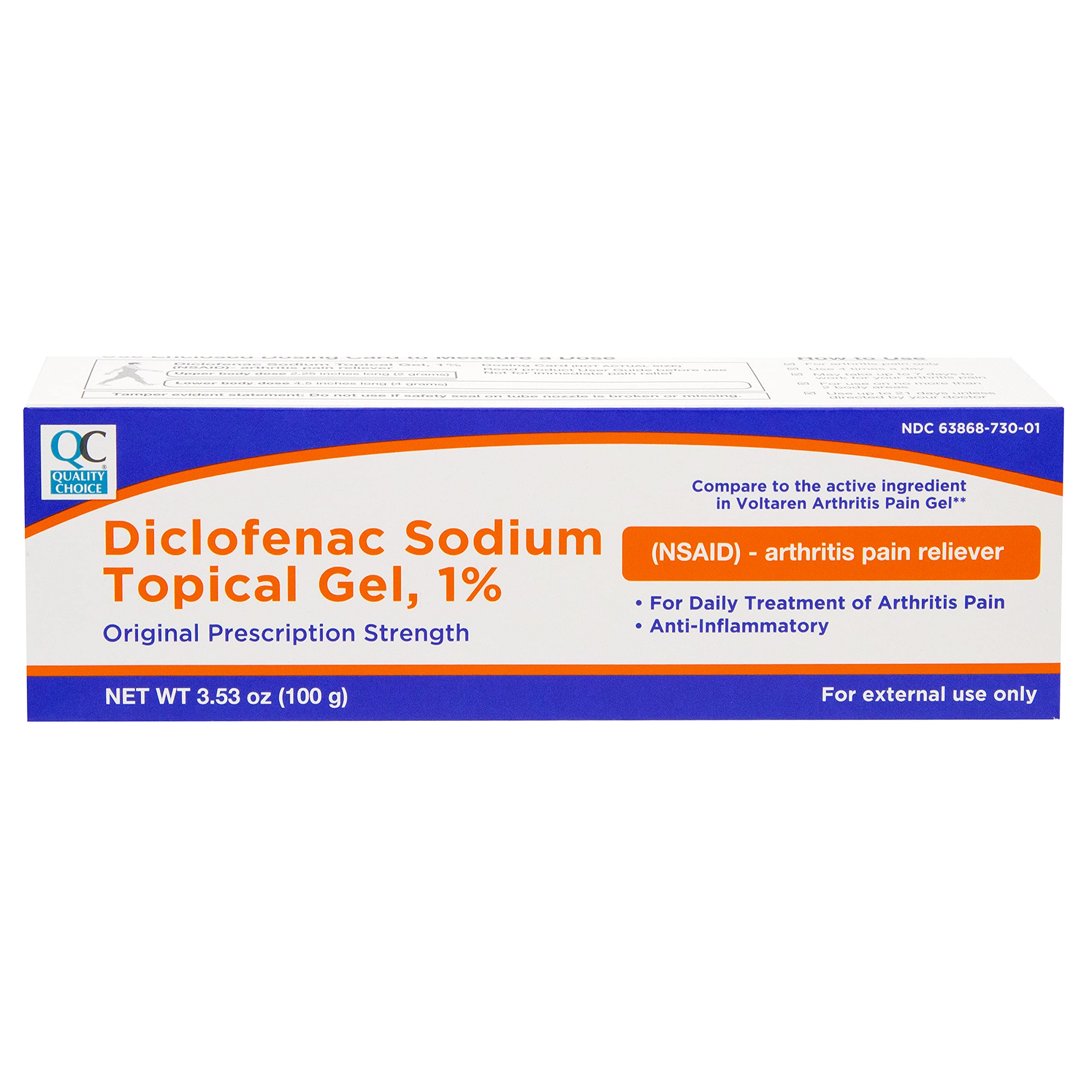 Quality Choice diclofénac sodique gel topique, tube pour une application locale.