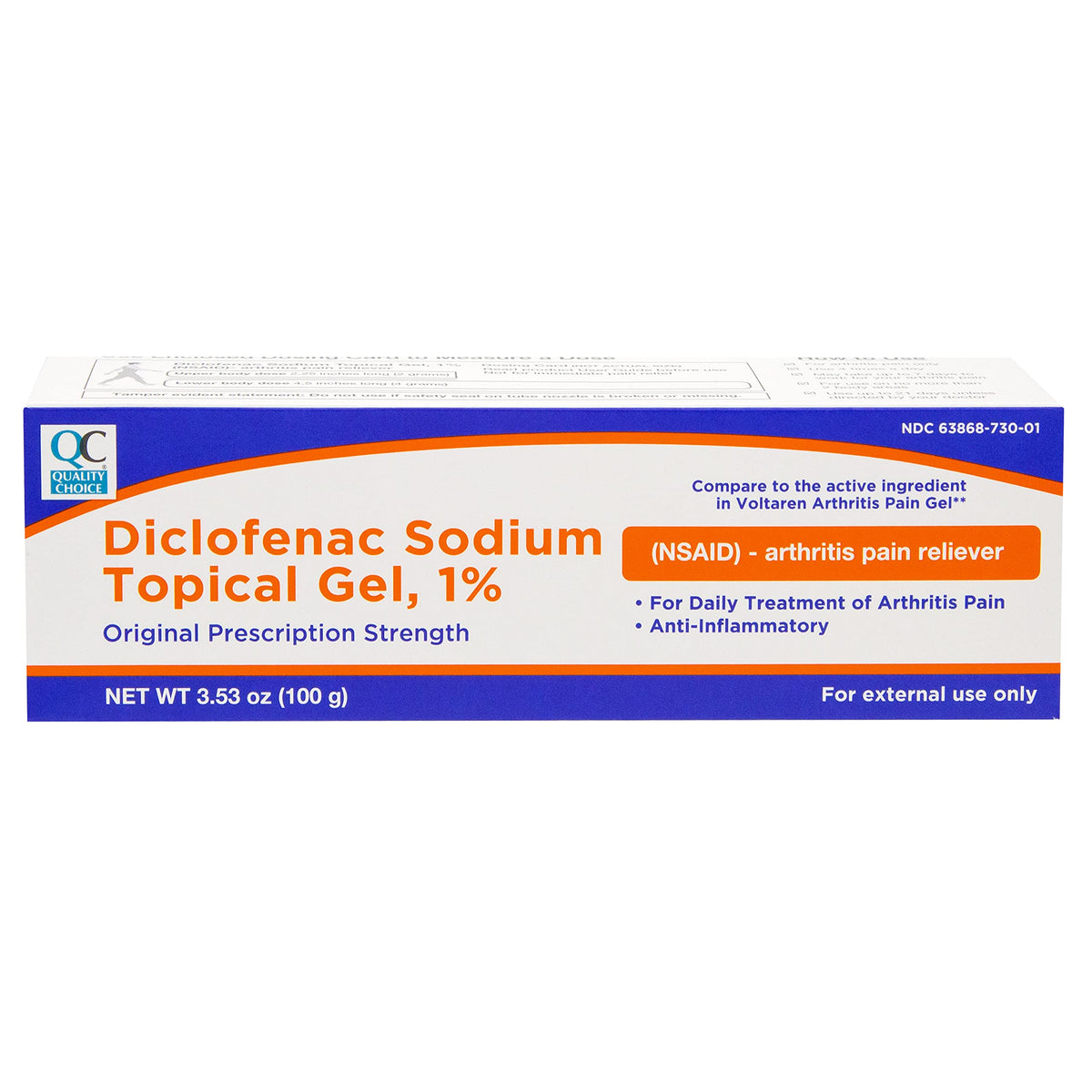 Quality Choice diclofénac sodique gel topique, tube pour une application locale.