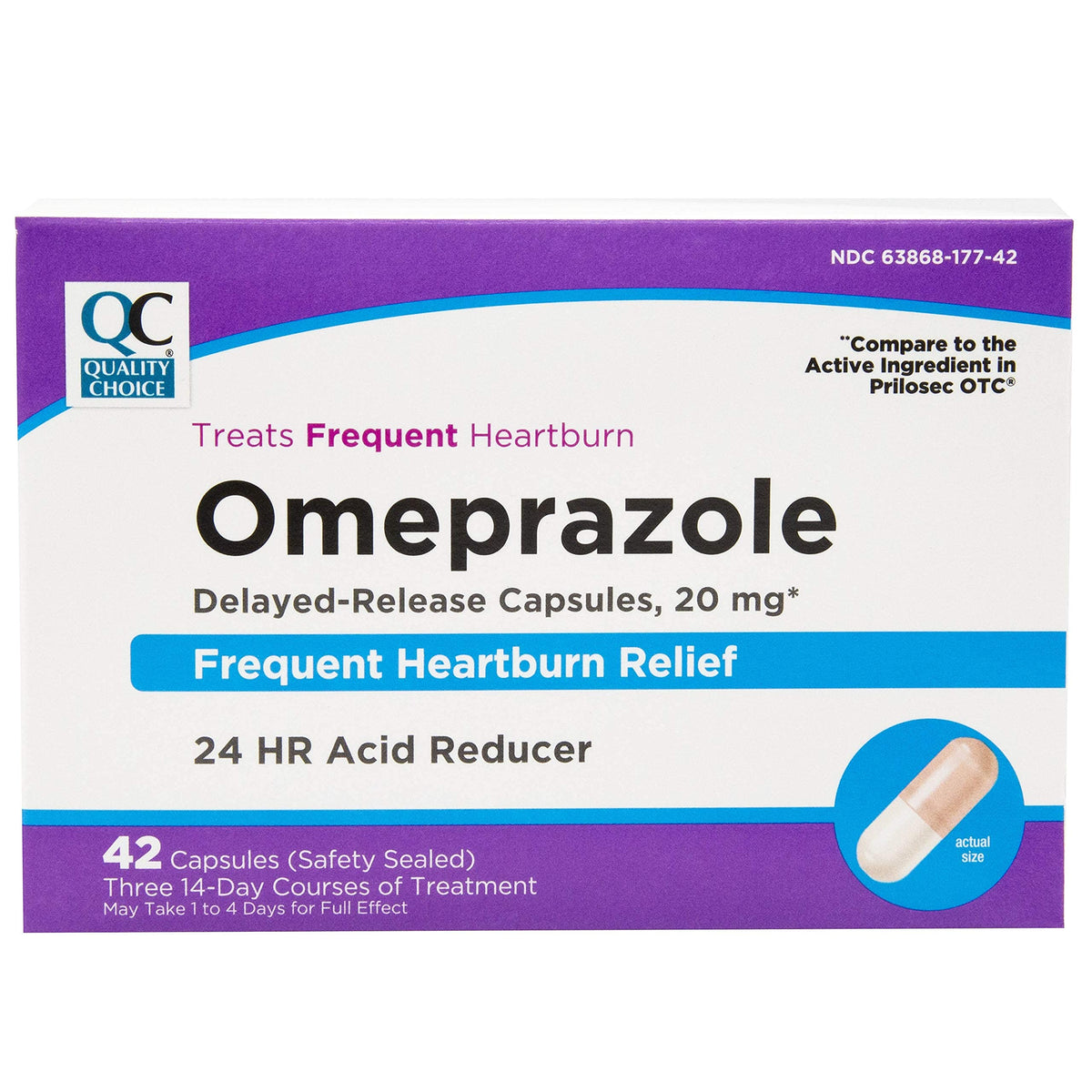 Quality Choice Omeprazole: capsules libération retardée dans une bouteille, option pratique pour le quotidien.