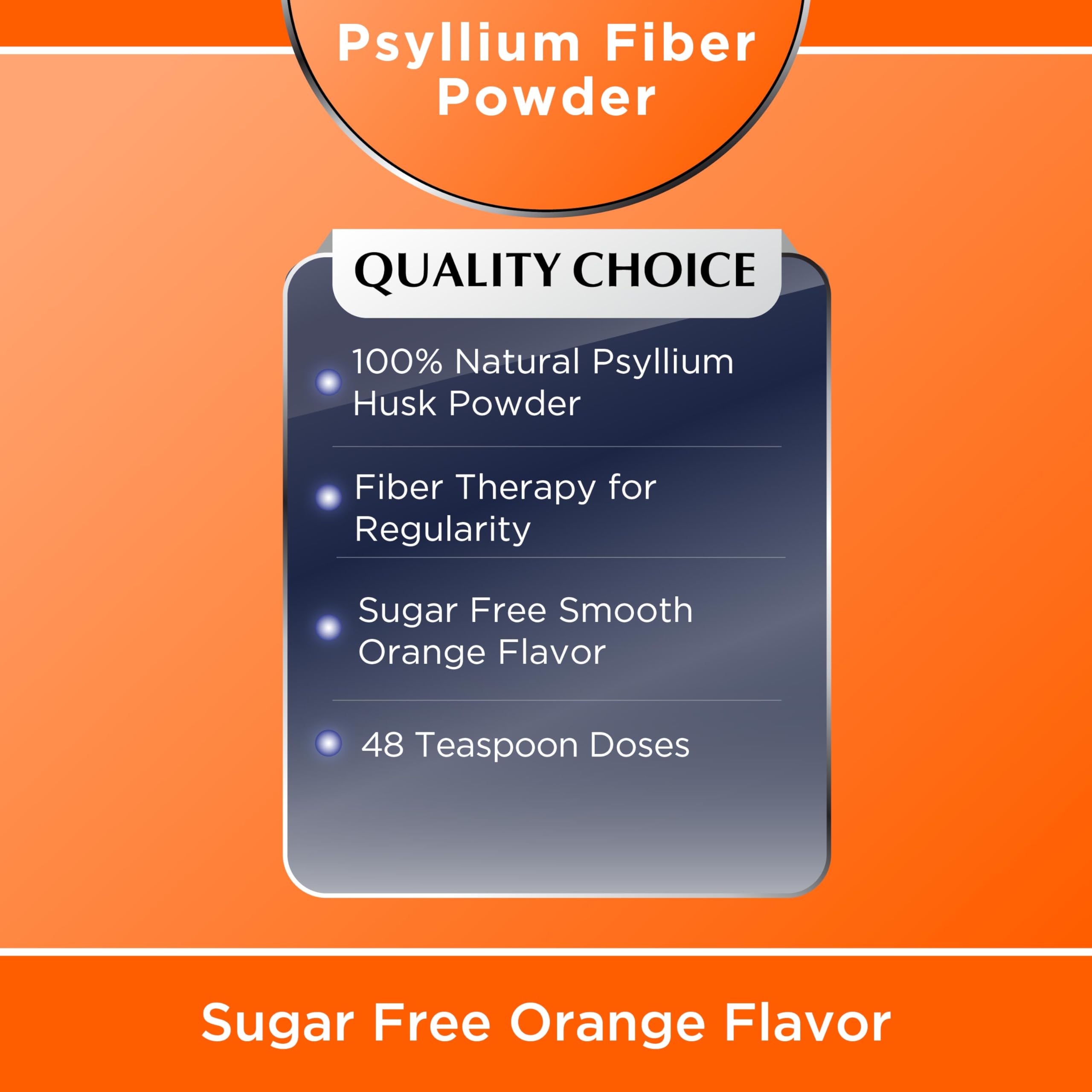 Quality Choice poudre fibres sans sucre saveur orange, parfait pour smoothies équilibrés.