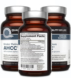 Quality of Life AHCC Kinoko Platinum 750 mg – étiquette claire et utilisation quotidienne.