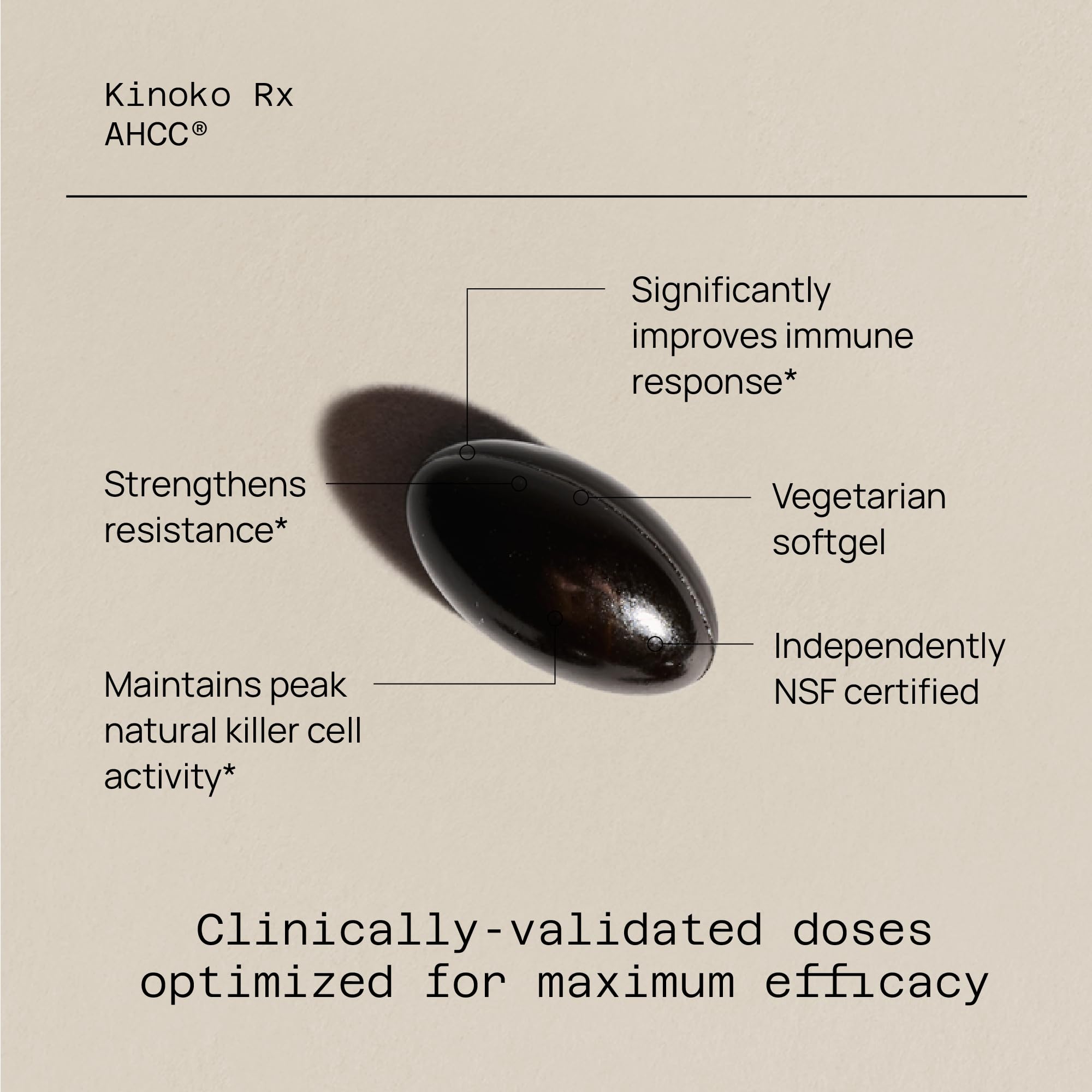 Quality of Life AHCC Rx - Emballage Kinoko Platinum: informations claires et traçabilité du produit.