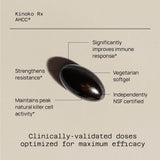 Quality of Life AHCC Rx - Emballage Kinoko Platinum: informations claires et traçabilité du produit.