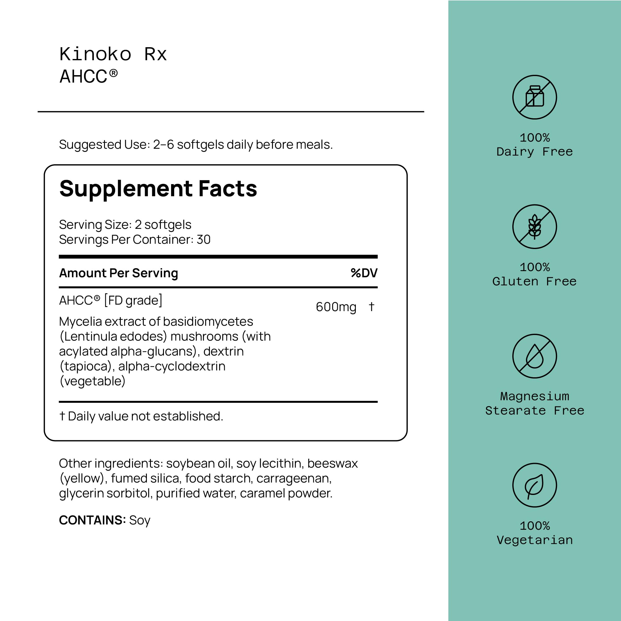 Quality of Life AHCC Rx - Gelules 300mg: capsules faciles à avaler pour un supplément quotidien.