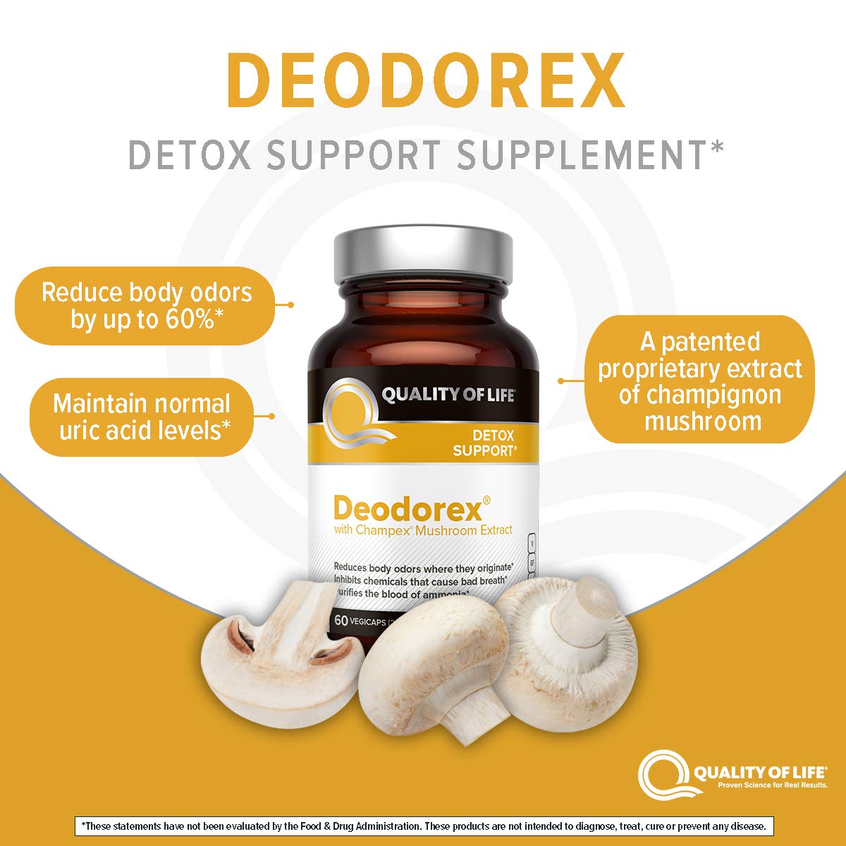 Deodorex extrait Champex flacon illustrant l’extrait breveté du champignon