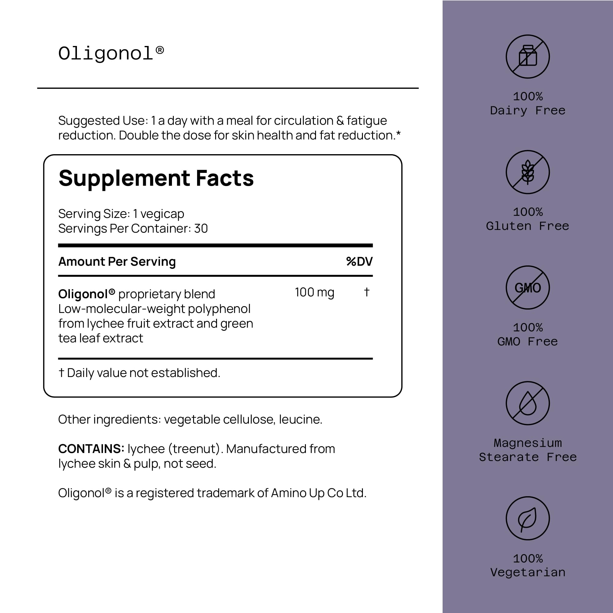 Quality of Life Oligonol: ingrédients lychee et thé vert riches en polyphénols