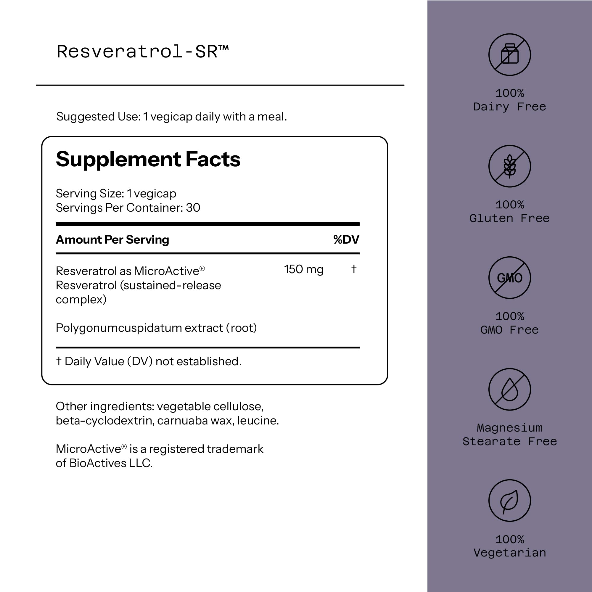 Quality of Life Resveratrol SR, capsules faciles à avaler pour une routine durable.