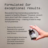 Quality of Life Resveratrol SR, etiquette claire indiquant posologie et bénéfices potentiels.