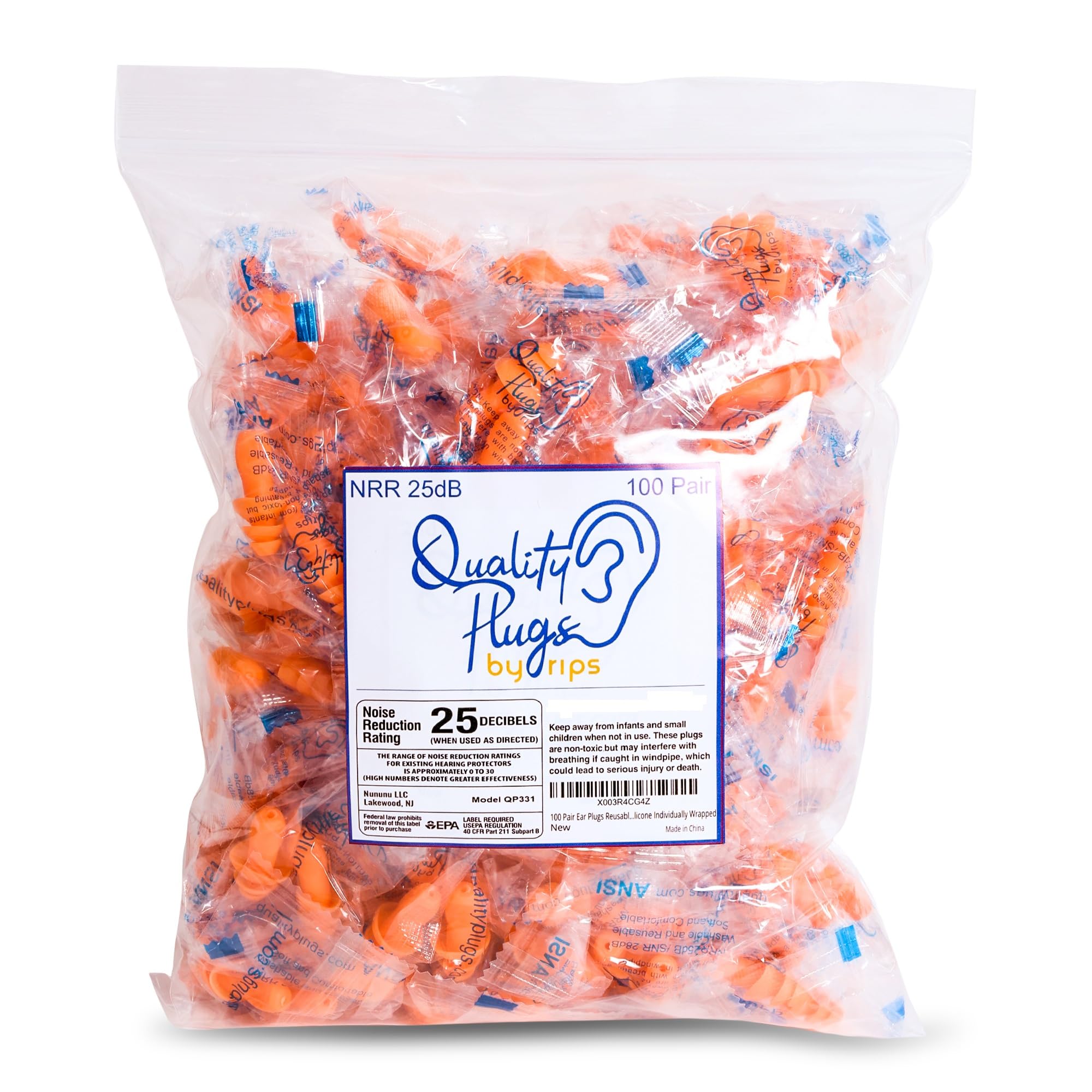 Quality Plugs by Rips : ensemble de bouchons orange réduisant le bruit jusqu’à 25 dB.