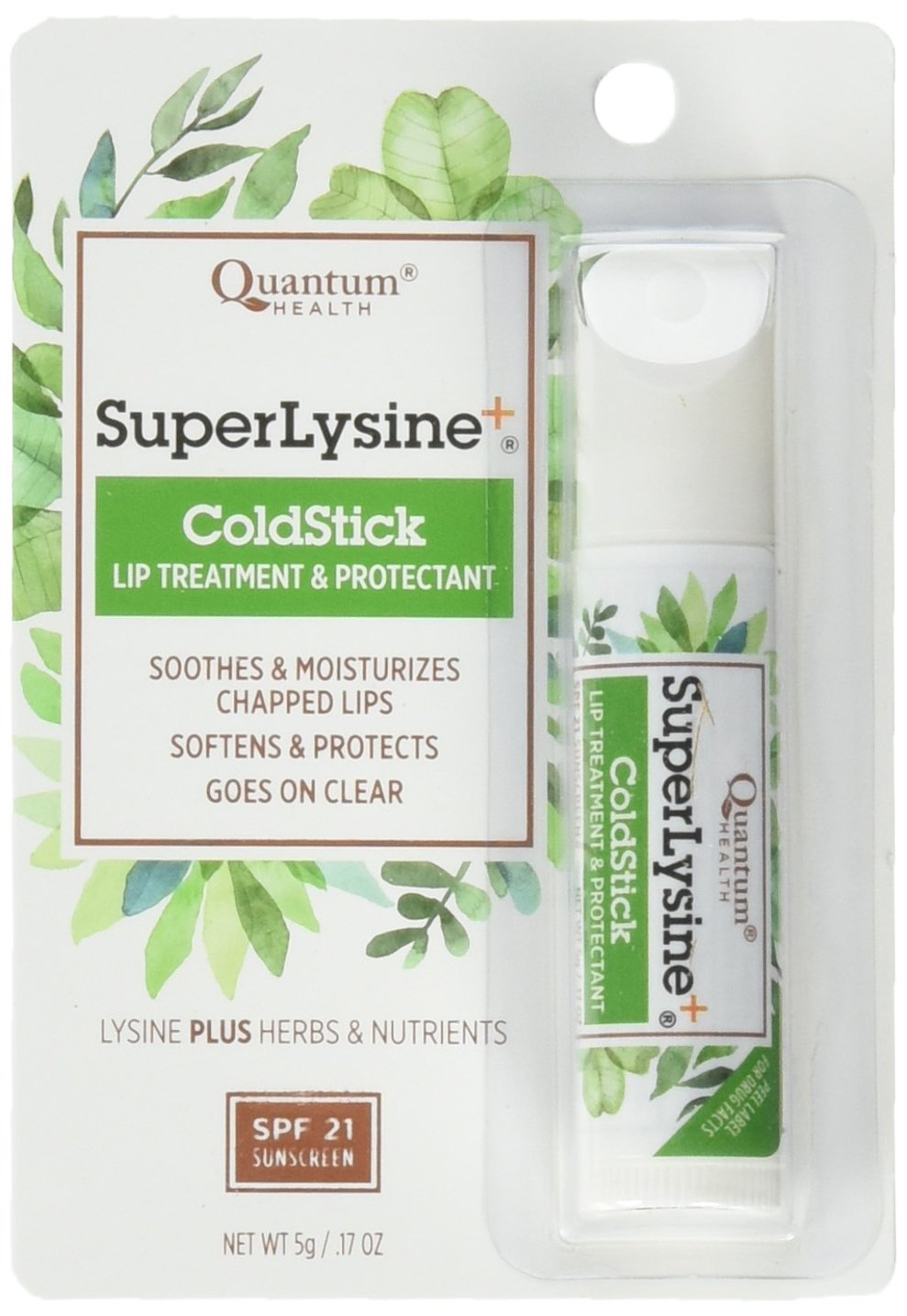 Quantum Coldstick Lysine avec écran solaire SPF-21 protège les lèvres des agressions.