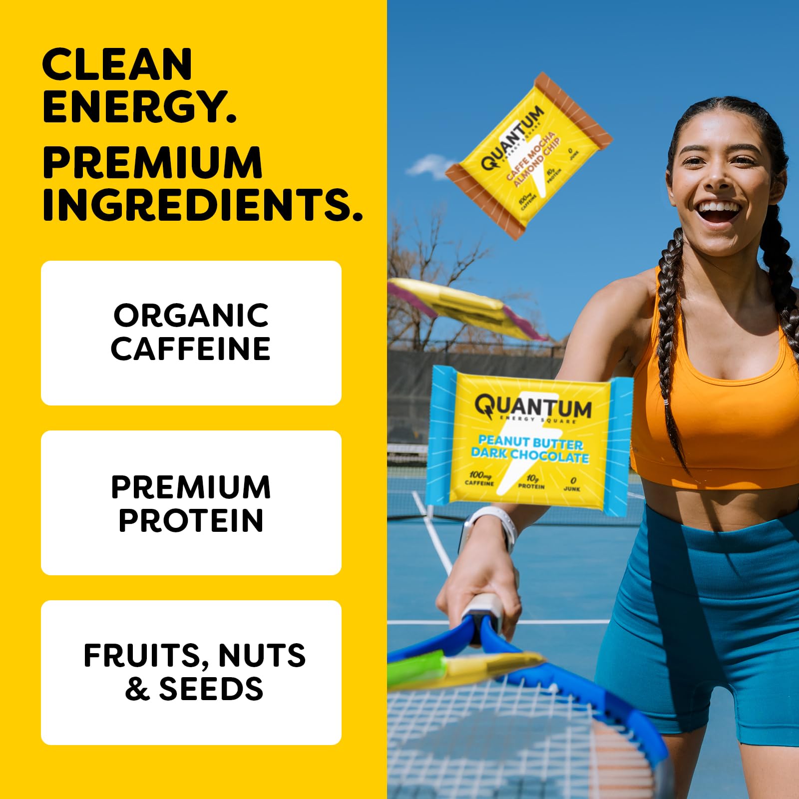 Barre Quantum Energy Squares, ingrédients à base de plantes.
