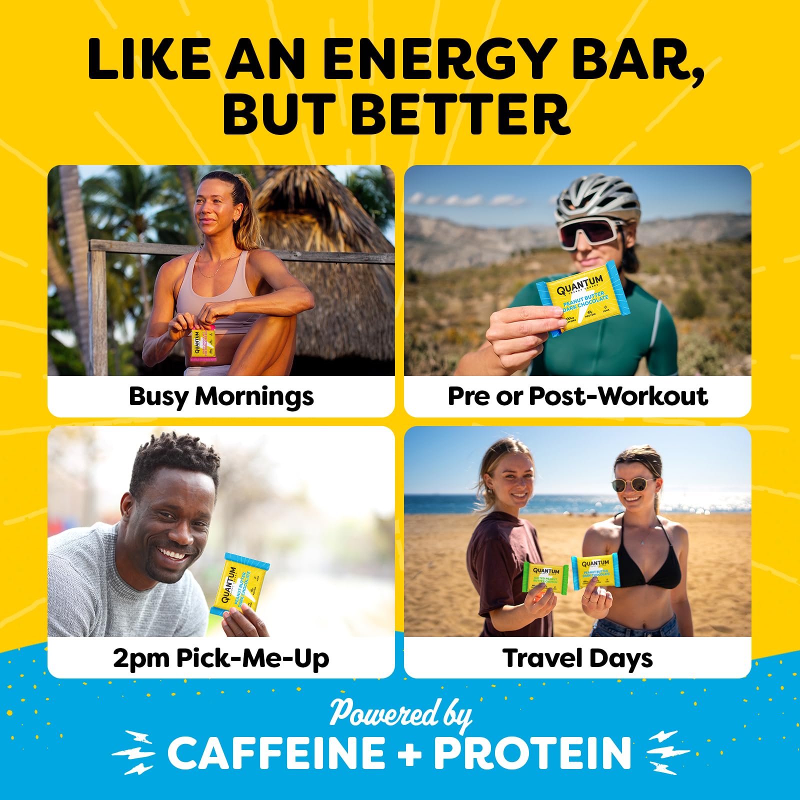 Barre Quantum Energy Squares : sans lactose et sans soja, pratique.