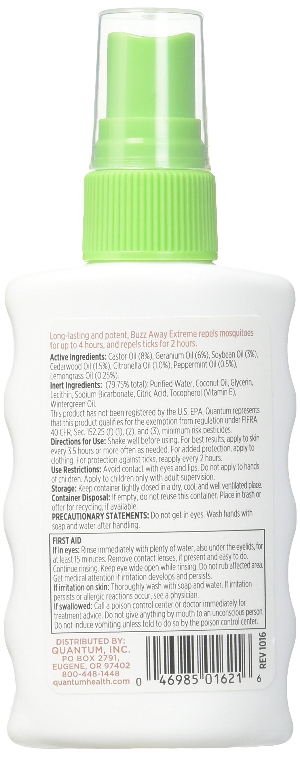 Buzz Away Extreme Spray, application sur peau et vêtements, protection naturelle lors de sorties en plein air.
