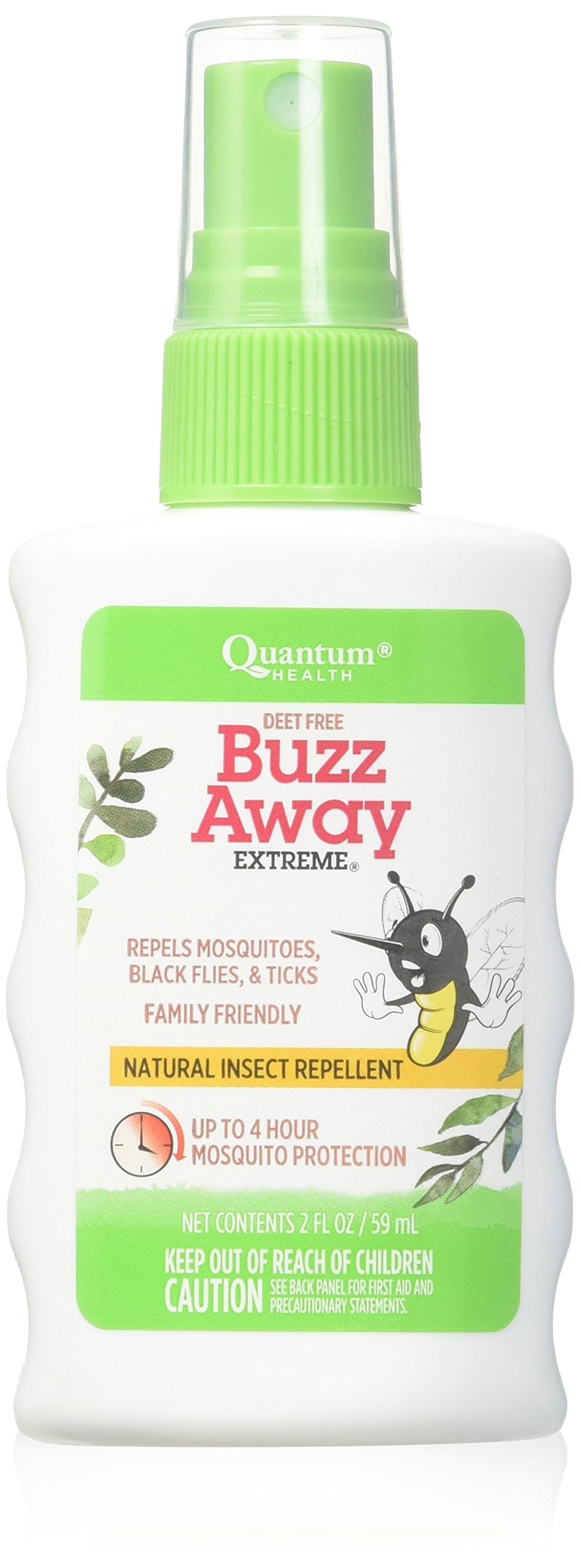 Buzz Away Extreme Spray de Quantum Health, bouteille pratique, repousse moustiques et tiques.