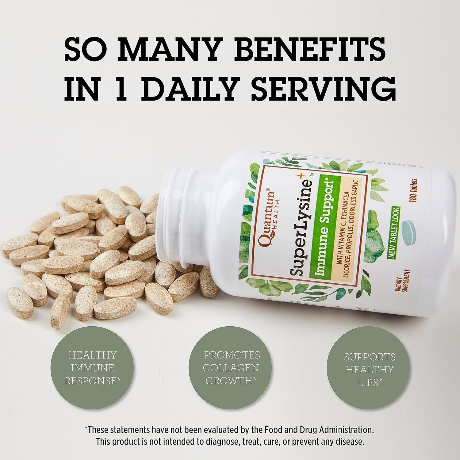 Quantum Health SuperLysine+ Avancé, comprimés faciles à avaler pour une routine simple