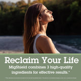 MigShield Quantum – coque transparente révélant les ingrédients colorés.