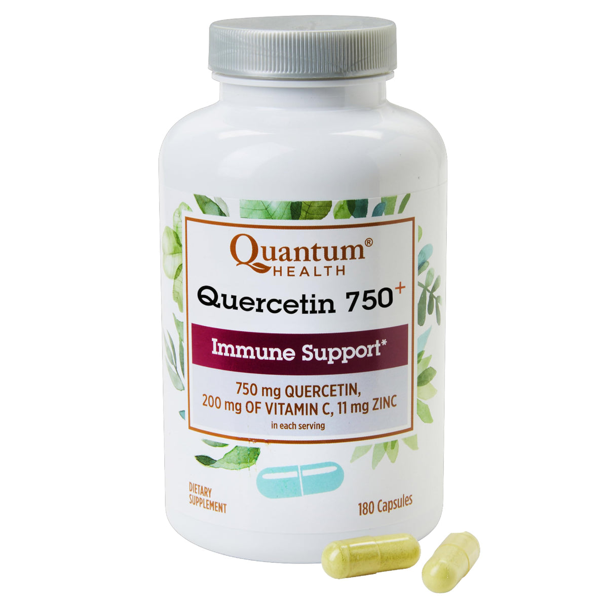 Quantum Quercétine 750 mg : bouteille affichant l’étiquette immunité.