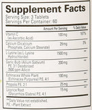 Quantum Super Lysine 180 panneau nutritionnel: contient vitamine C et nutriments utiles.