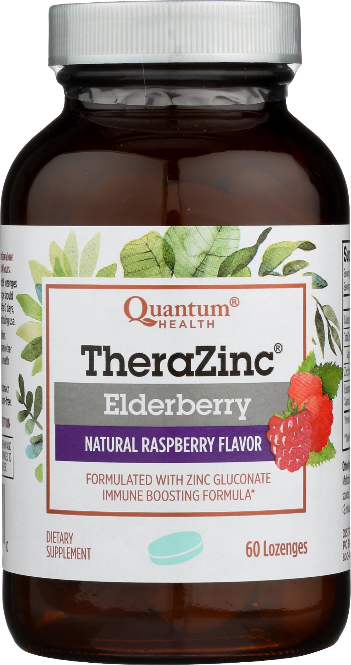 Quantum TheraZinc – emballage des pastilles, goût framboise naturelle et soutien immunitaire possible
