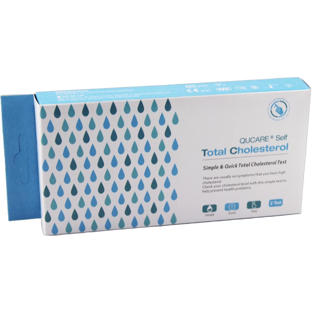 QuCare test cholestérol – kit ensemble pour une utilisation à domicile simple et rapide.