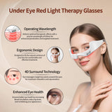 Lunettes Queleay portées sur le visage avec lumière ciblée autour des yeux.