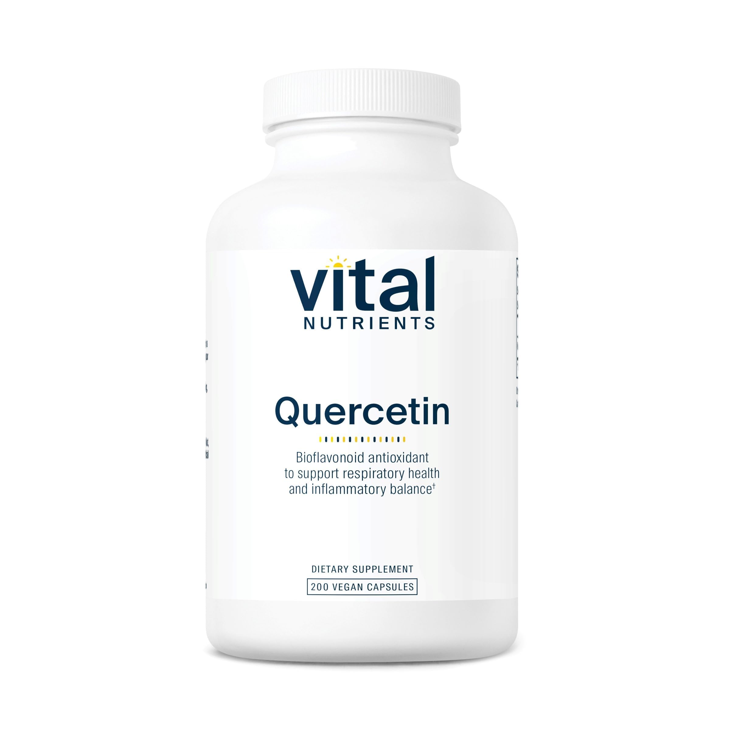 Vital Nutrients Quercétine — bouteille 200 capsules, soutien potentiel des voies respiratoires.