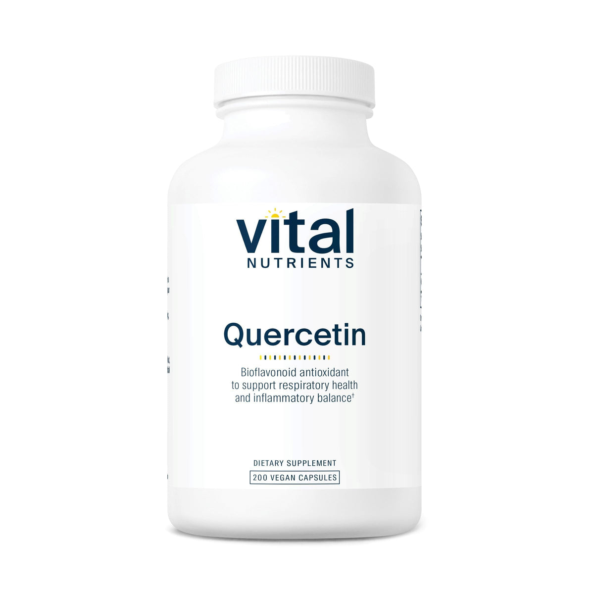 Vital Nutrients Quercétine — bouteille 200 capsules, soutien potentiel des voies respiratoires.