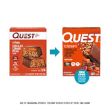 Barre Quest couche chocolat caramel et pécan, pour une sensation gourmande et croquante.