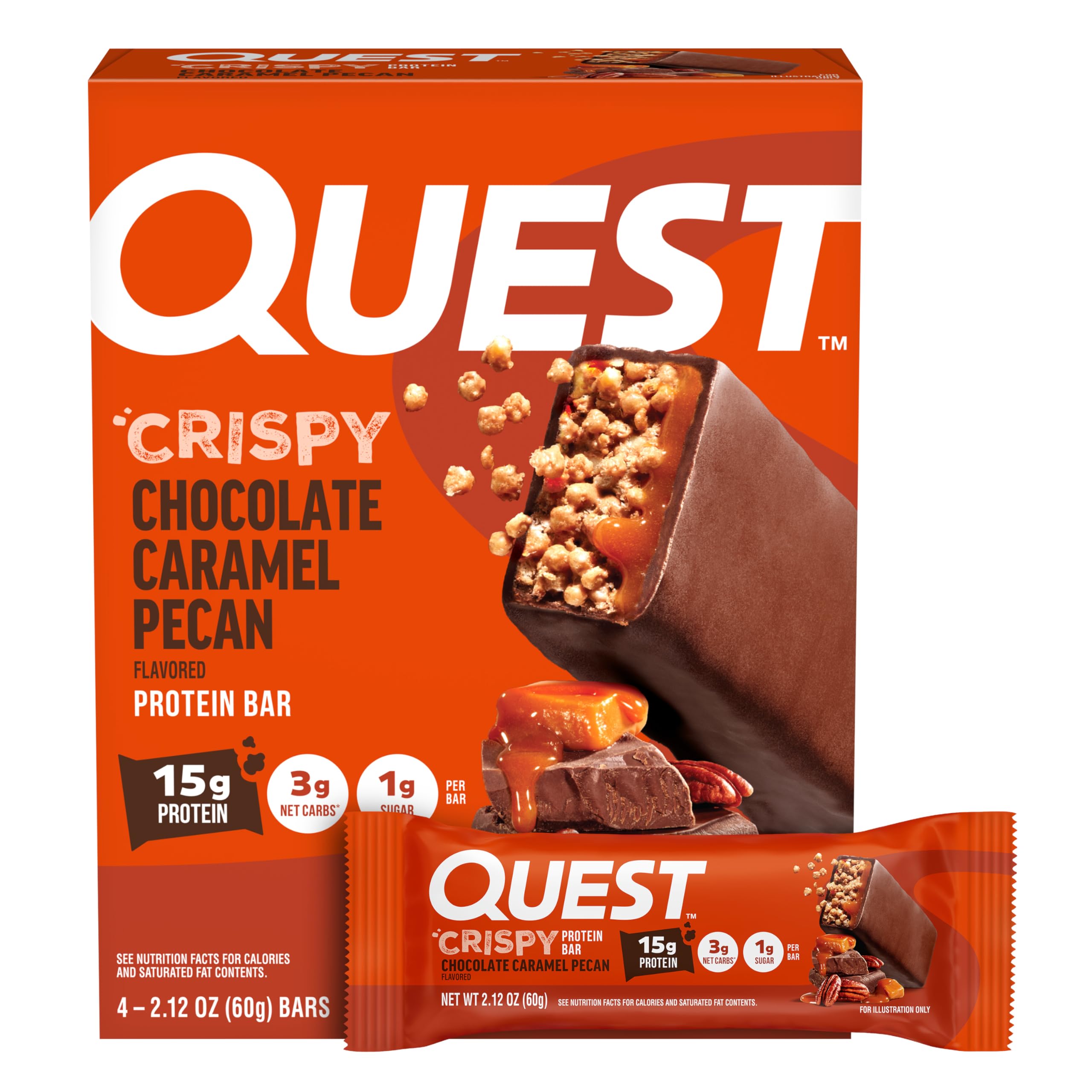 Barre Quest emballage 4 barres, pratique pour le sac de sport et les pauses.