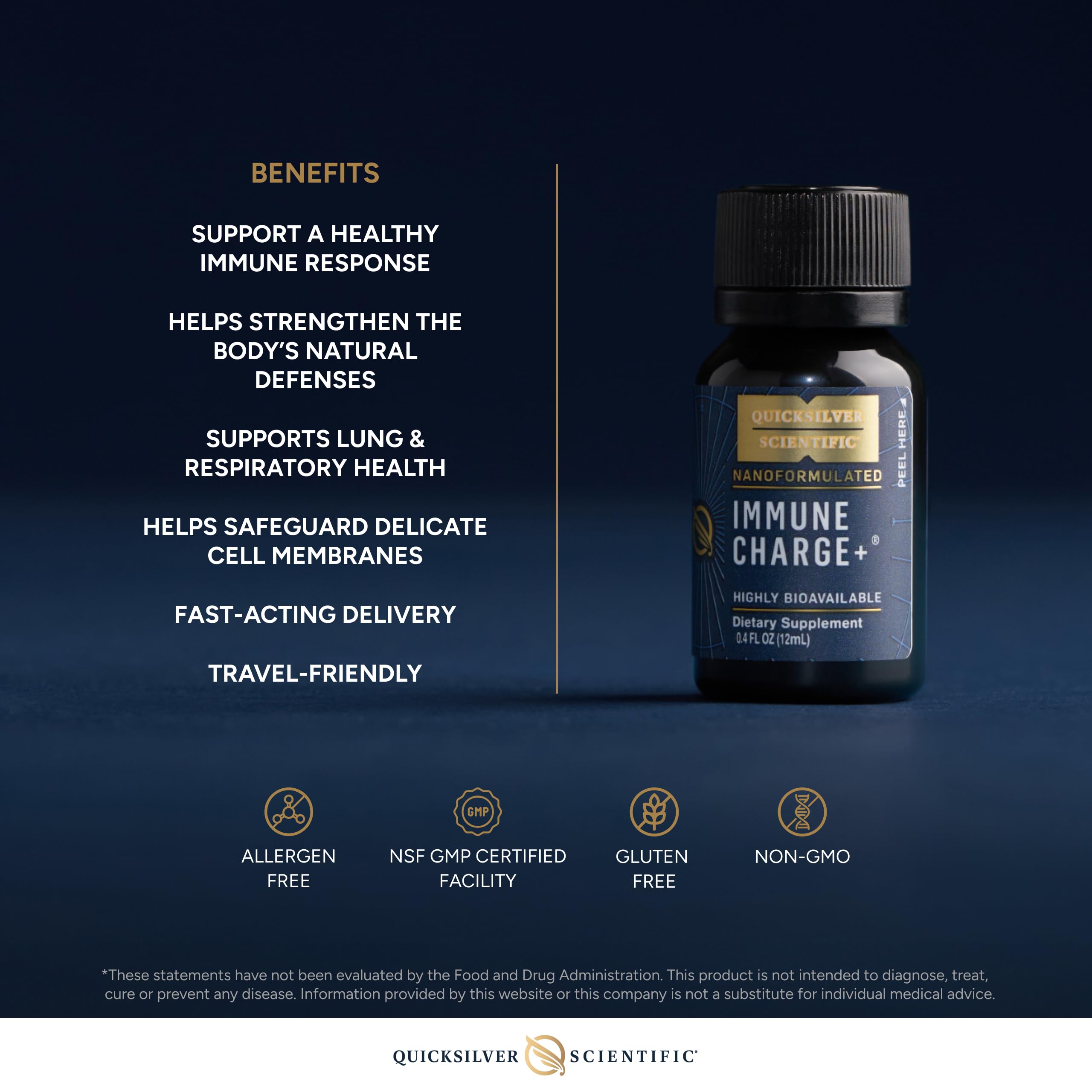 Quicksilver Scientific Immune Charge+ shot montrant les vitamines K1 et K2 pour le quotidien.