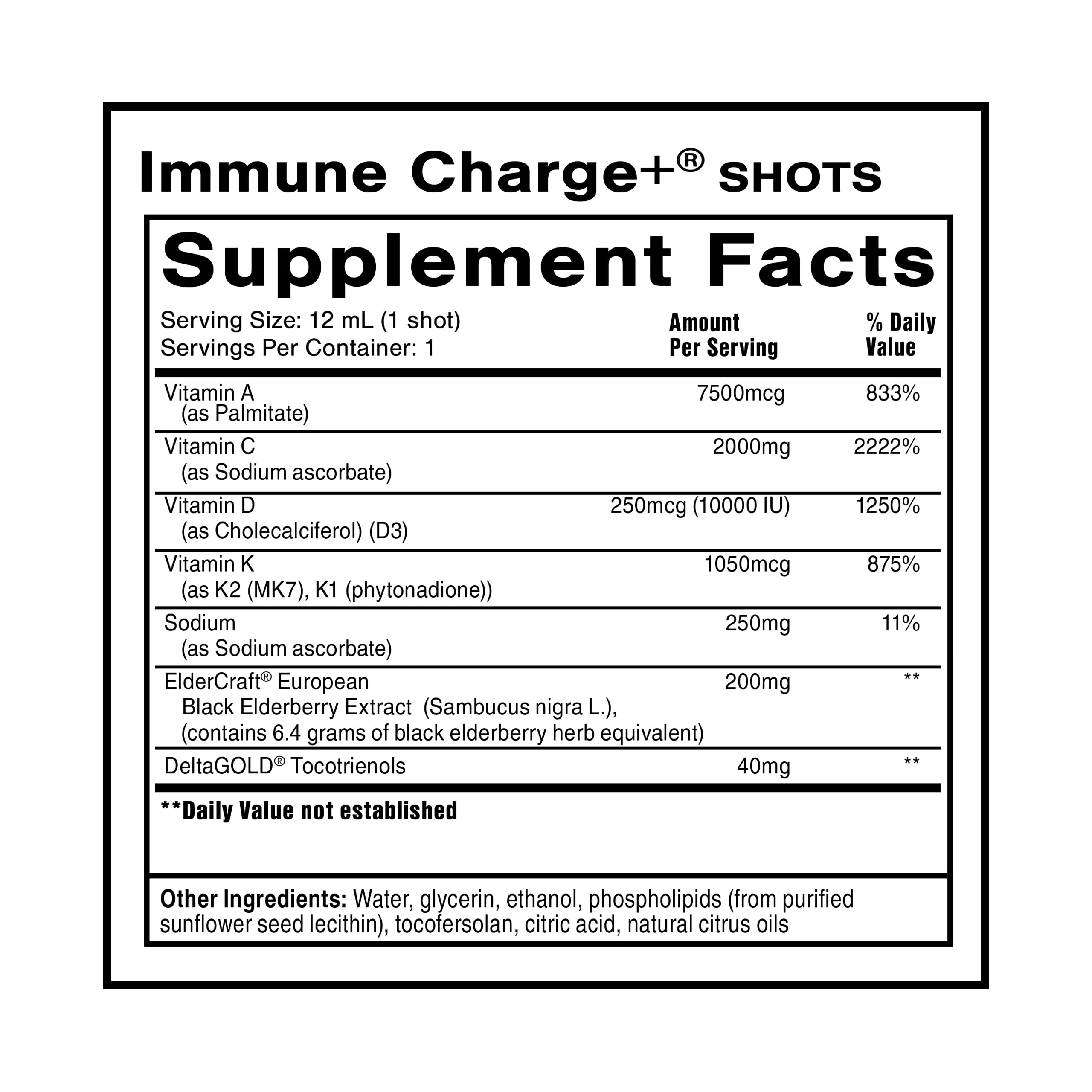 Quicksilver Scientific Immune Charge+ shot-vitamine-c et e, absorption potentiellement améliorée.