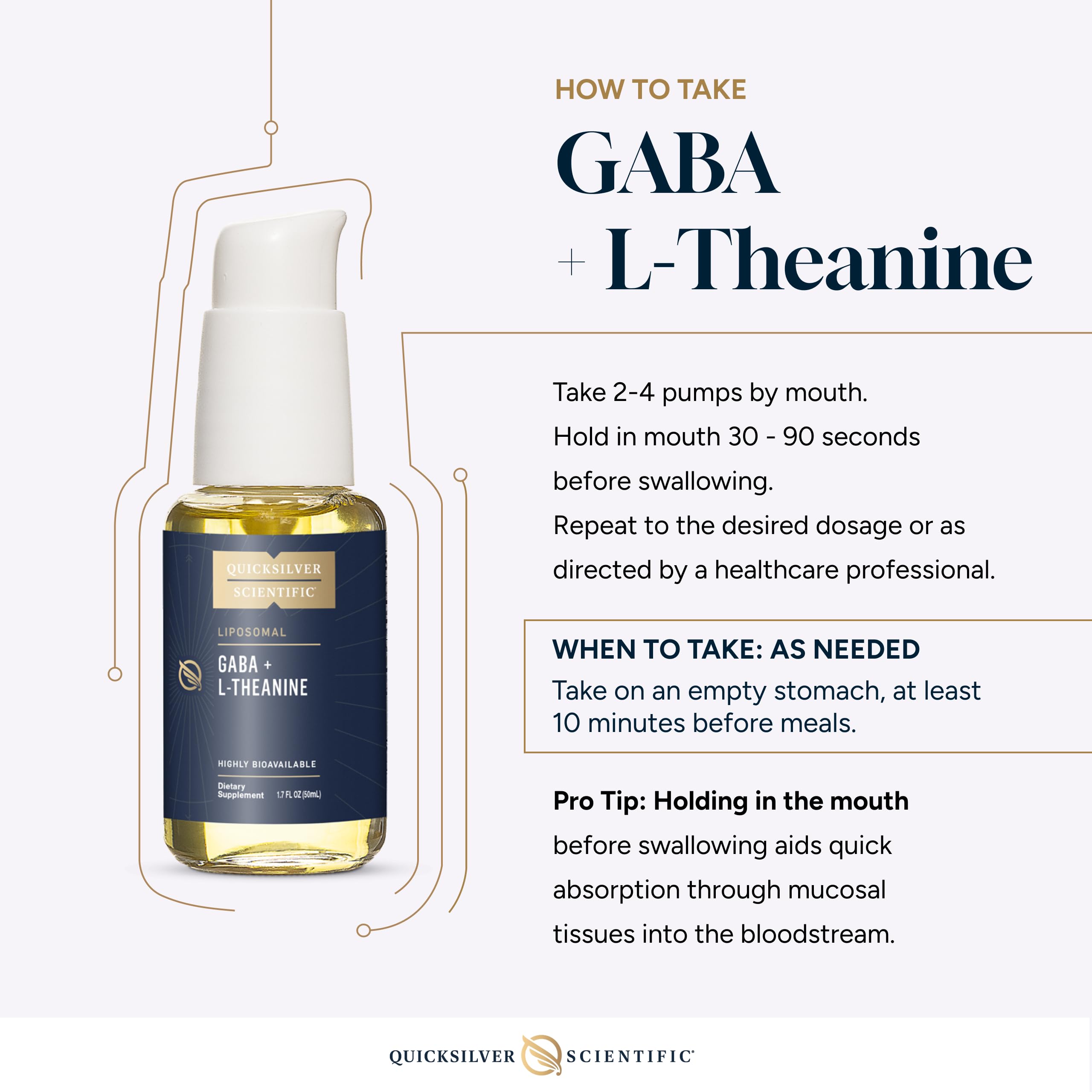 Quicksilver Scientific GABA liposome et L-Theanine - dose pratique, usage nocturne