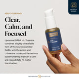 Quicksilver Scientific GABA liposome et L-Theanine - etiquette affichée, rappel d'usage