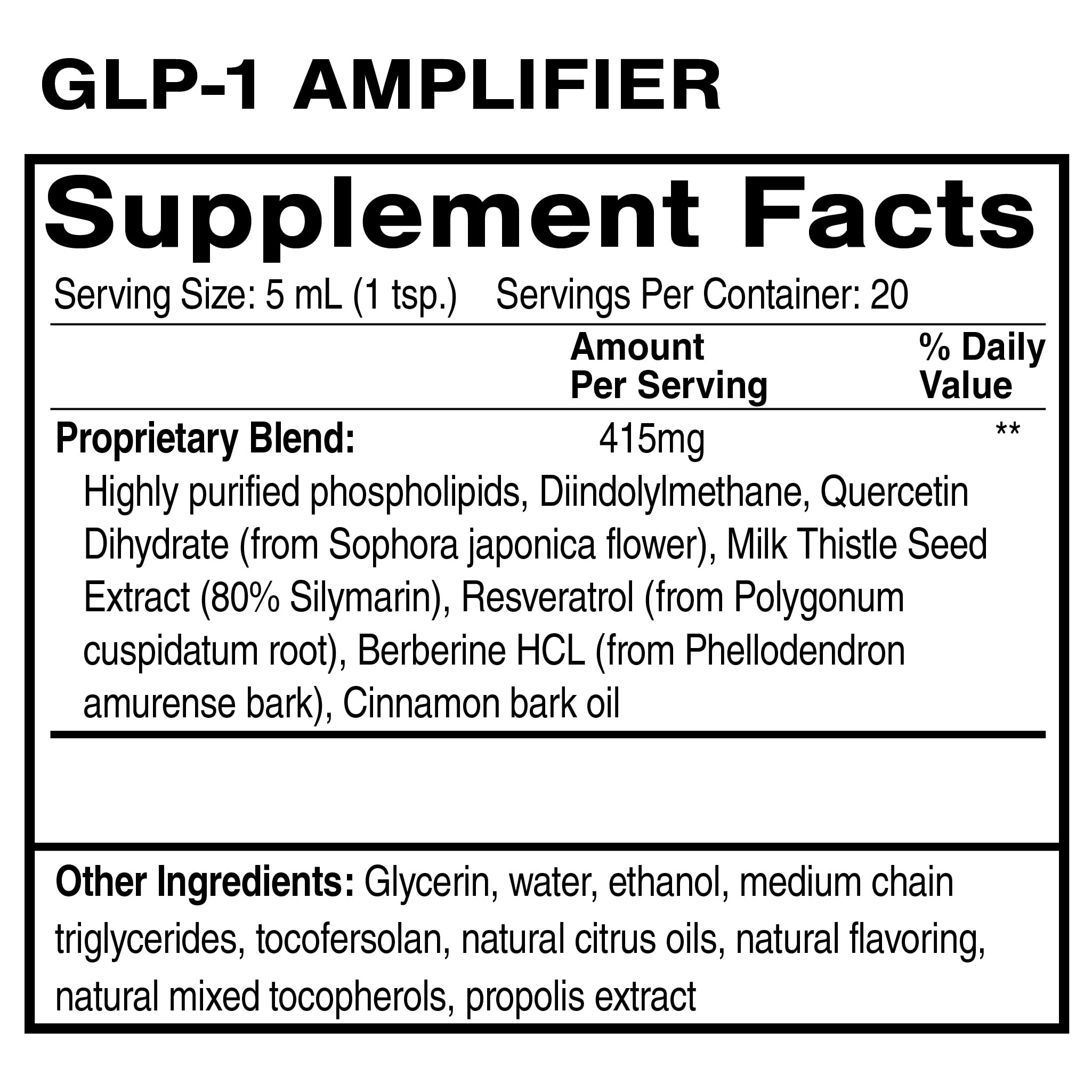 Quicksilver Scientific GLP-1 Amplificateur, étiquette, soutien digestif potentiel grâce aux polyphénols.