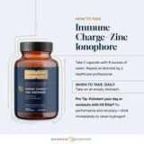 Emballage Quicksilver Immune Charge+ met en valeur dosage et informations produit.