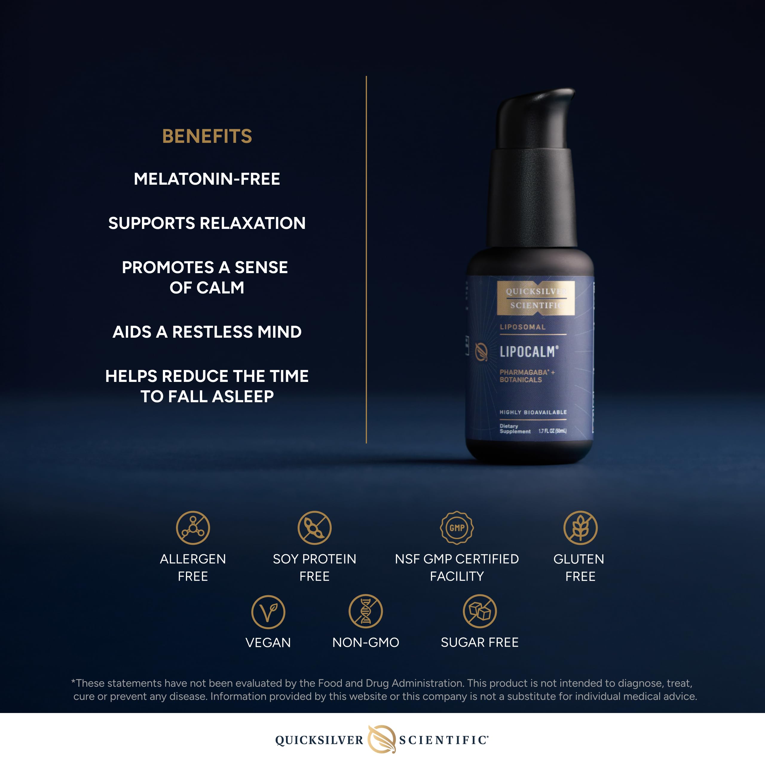 Quicksilver Scientific Lipocalm — étiquette claire et design élégant