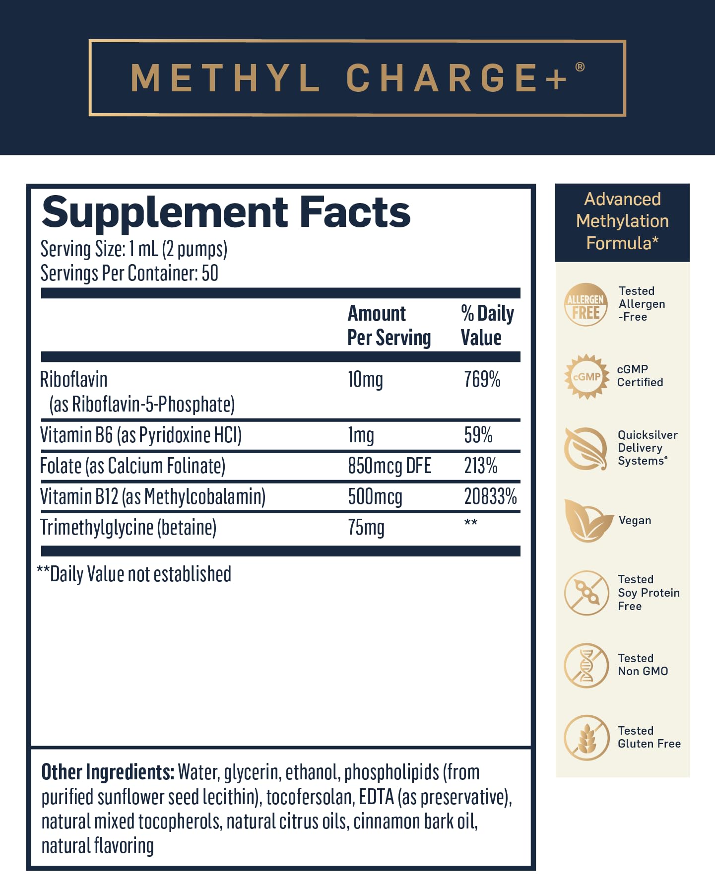 Quicksilver Scientific Methyl Charge : application sous-langue pour entrée rapide dans le sang.