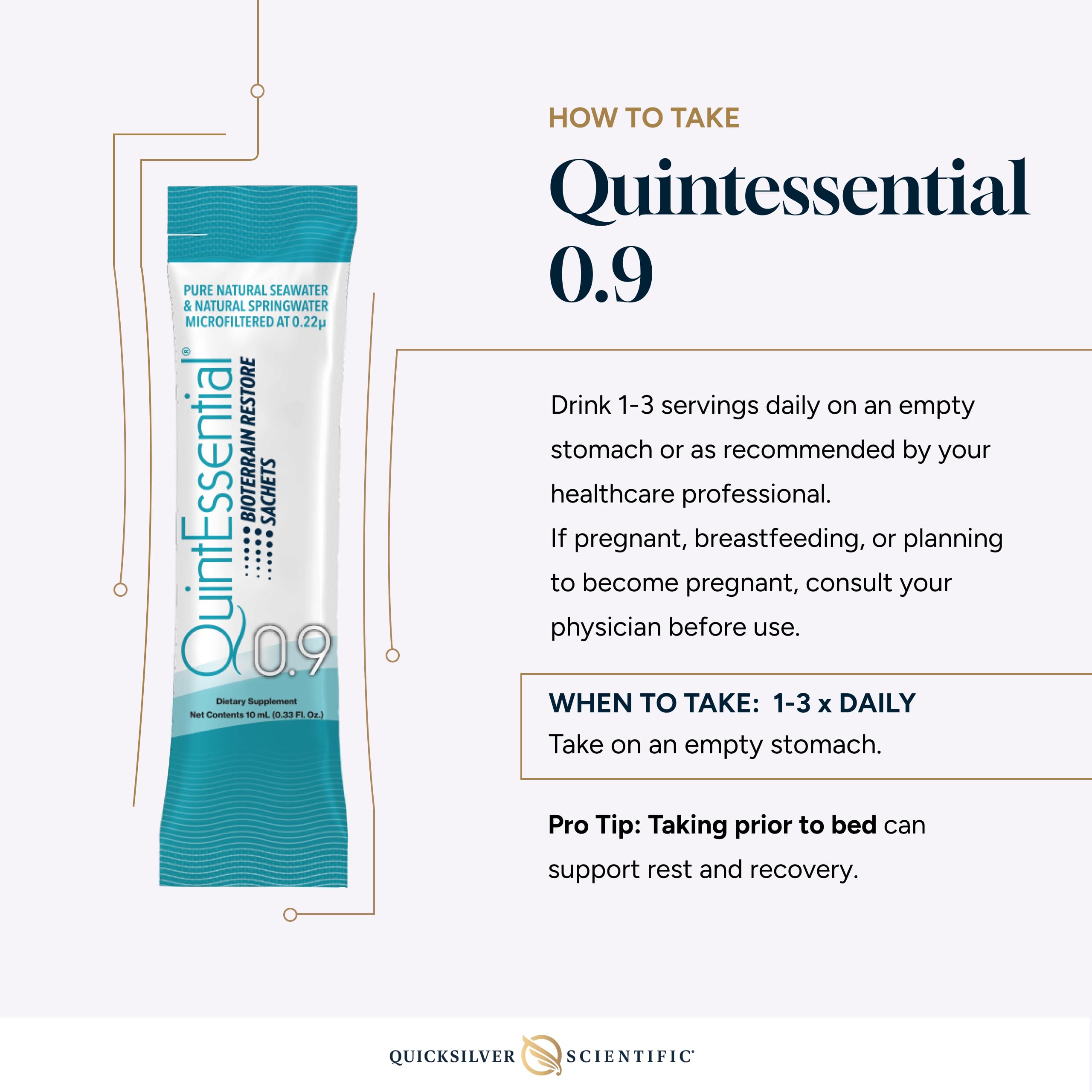 Quicksilver Scientific Quintessential 0.9 – hydratation quotidienne riche en minéraux essentiels.