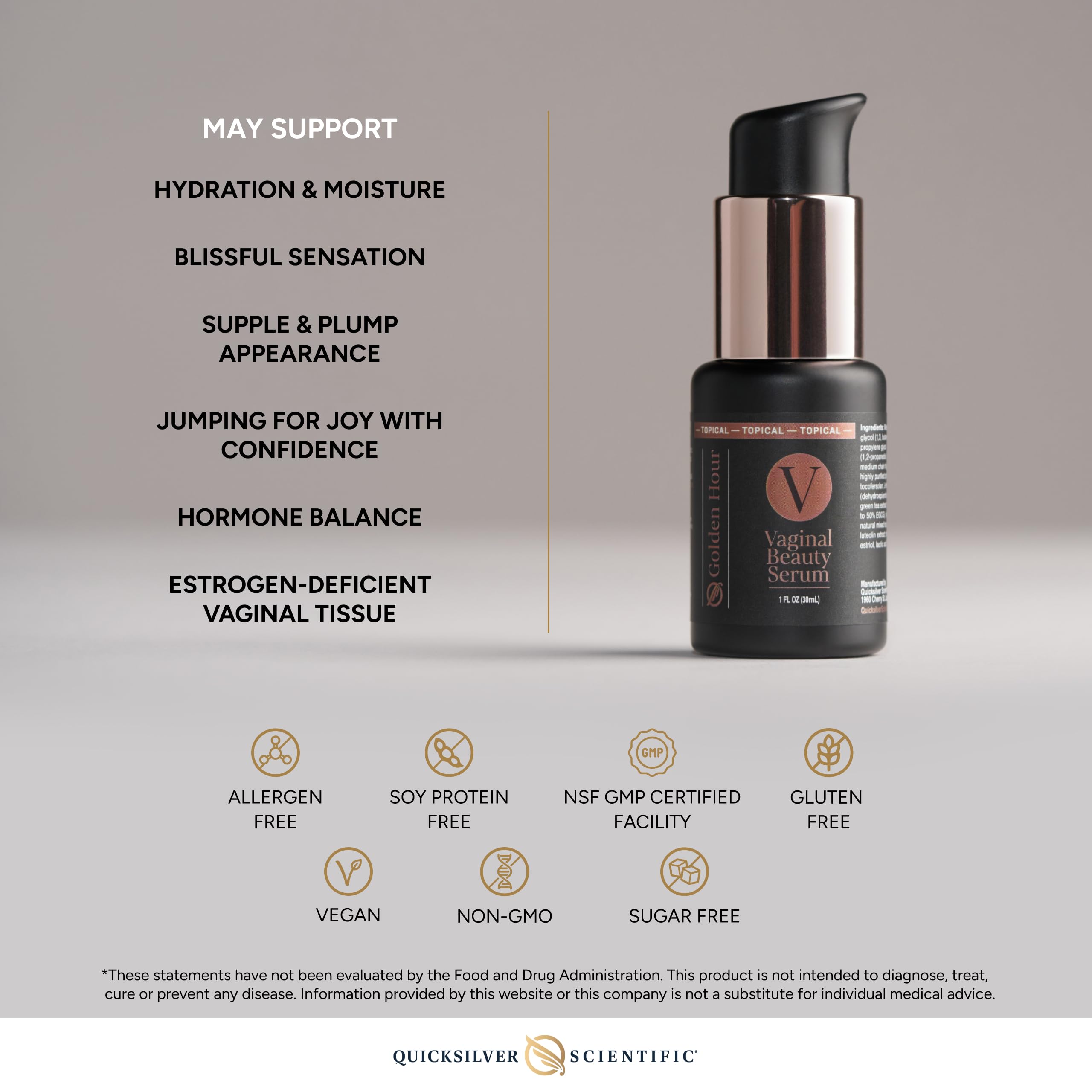Quicksilver Scientific Sérum Beauté Vaginale, emballage élégant et pratique à conserver.
