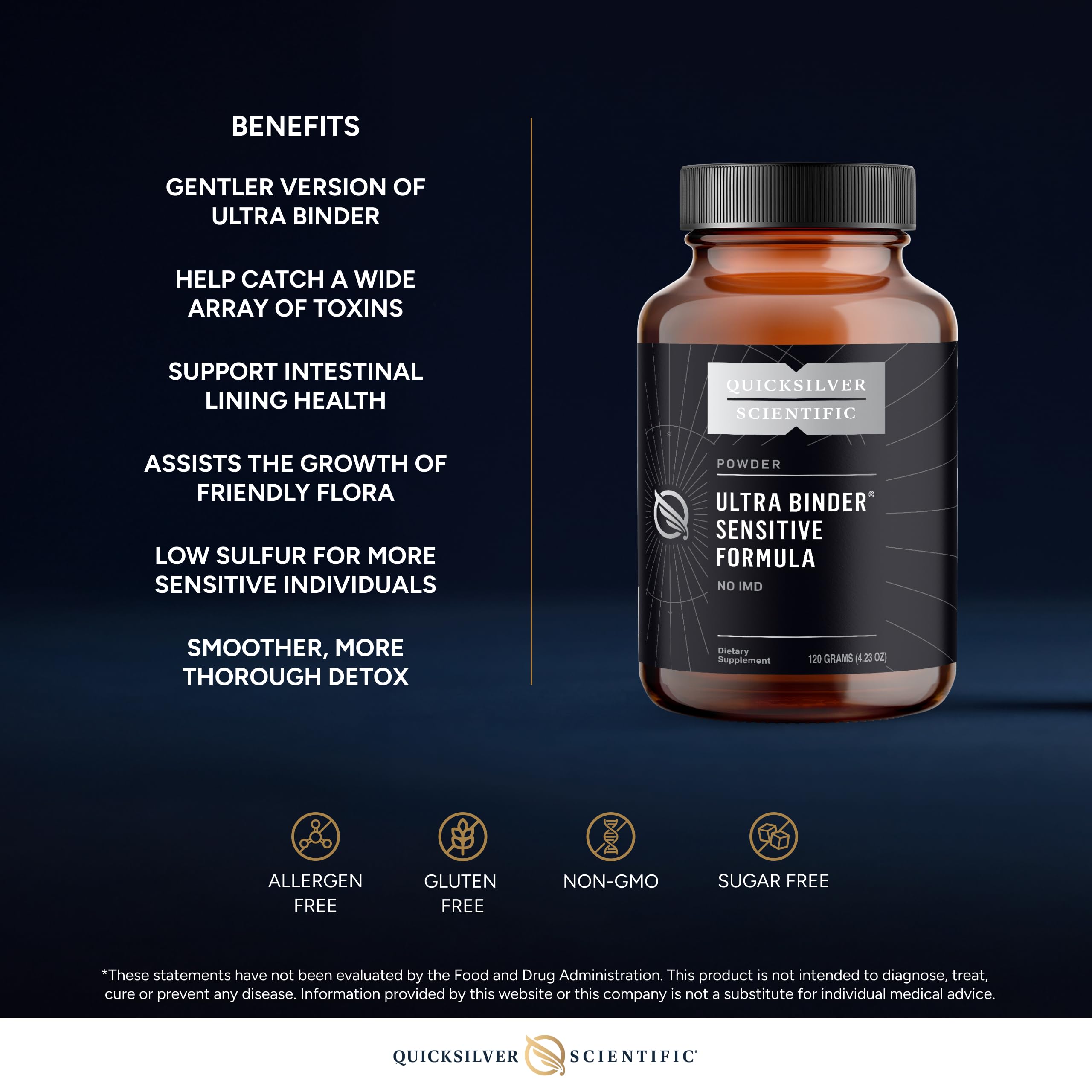 Quicksilver Scientific Ultra Binder Sensitive — texture fine qui se dissout facilement lors du mélange.