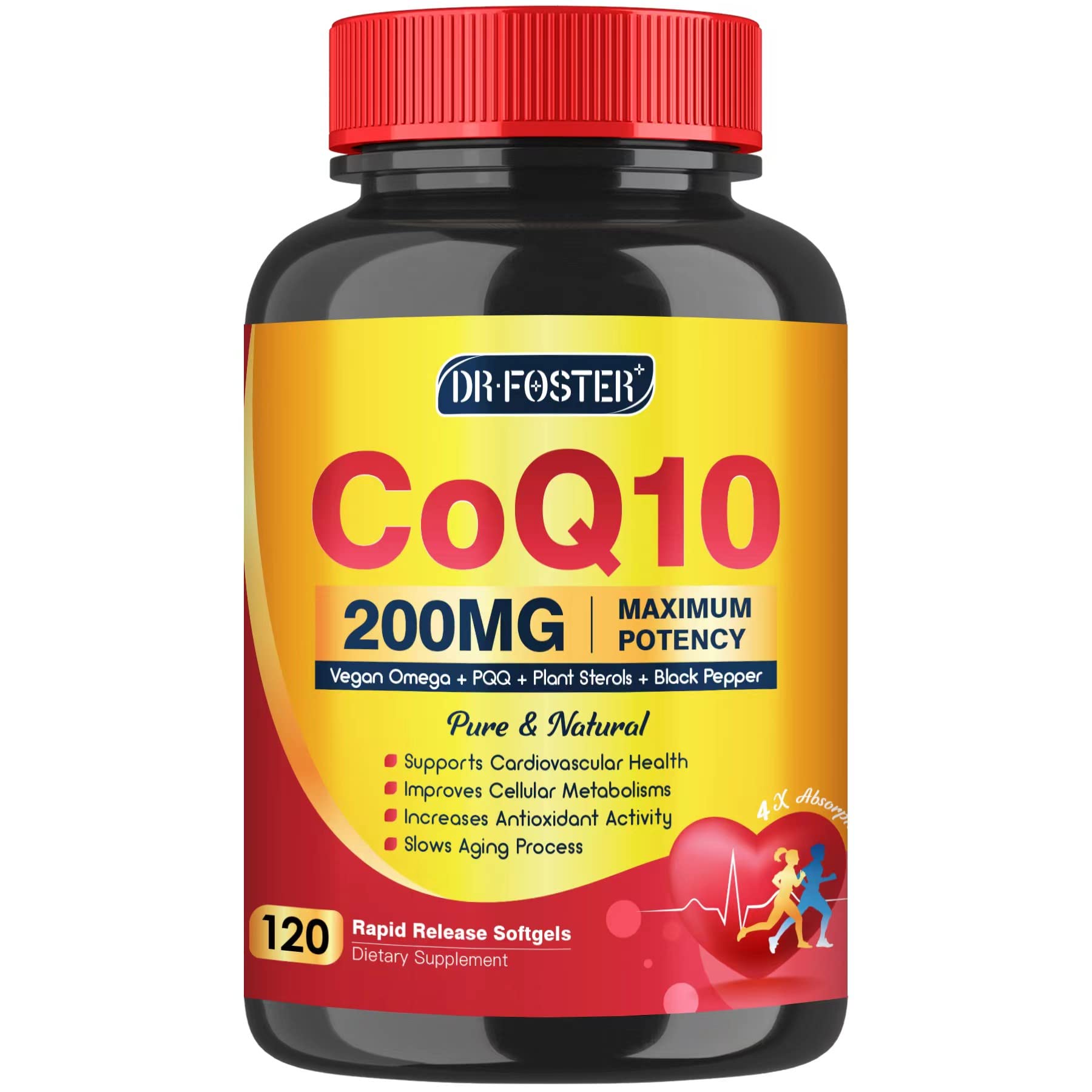 Quinovit CoQ10 200 mg capsules molles, ingestion aisée et absorption efficace.