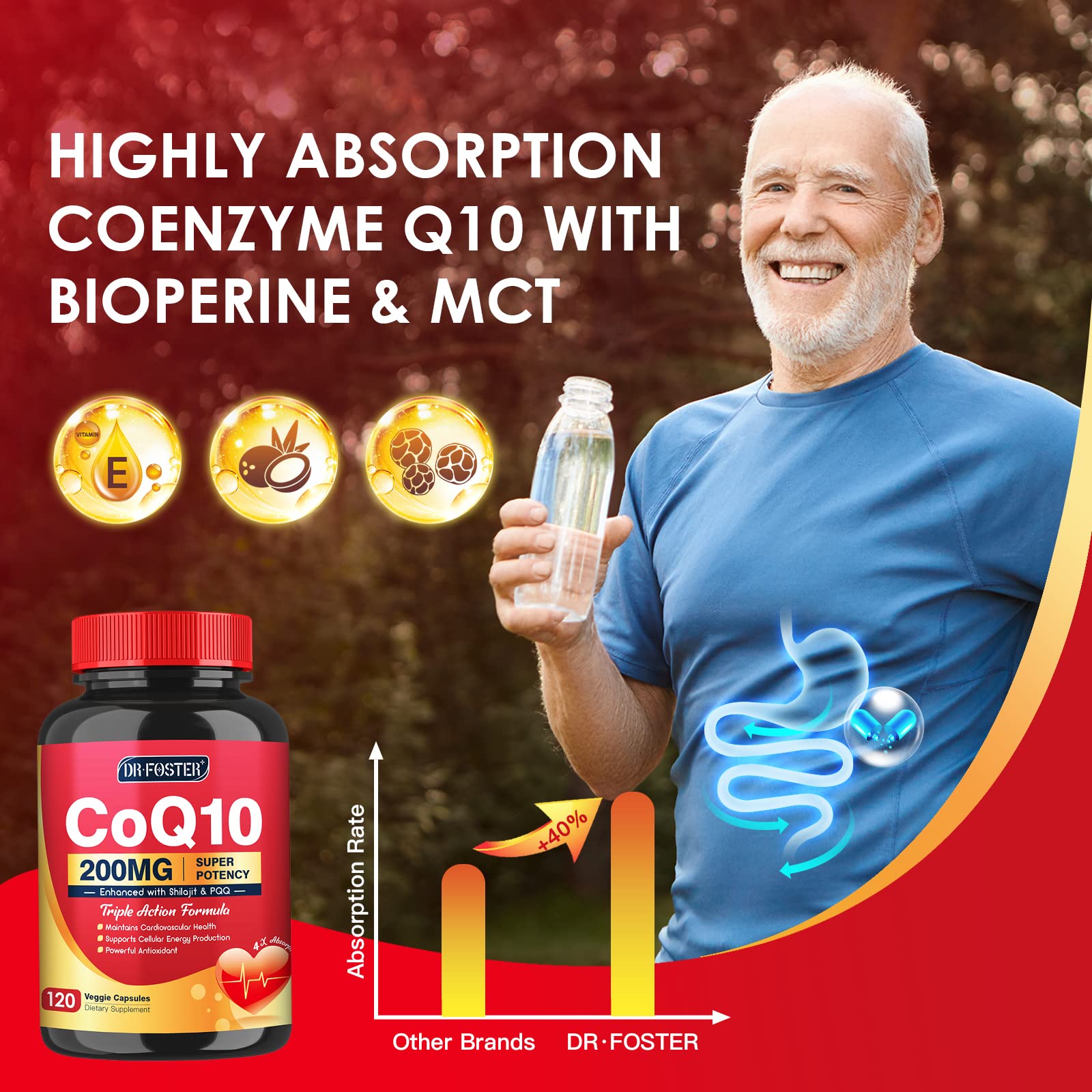 Capsules végétales Quinovit CoQ10, faciles à avaler et véganes