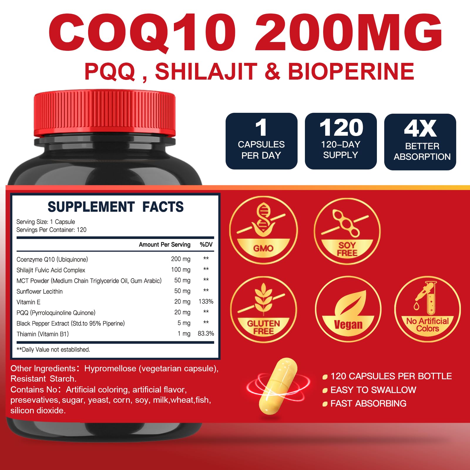 Quinovit CoQ10 avec PQQ et Shilajit, ingrédients clés pour l’énergie