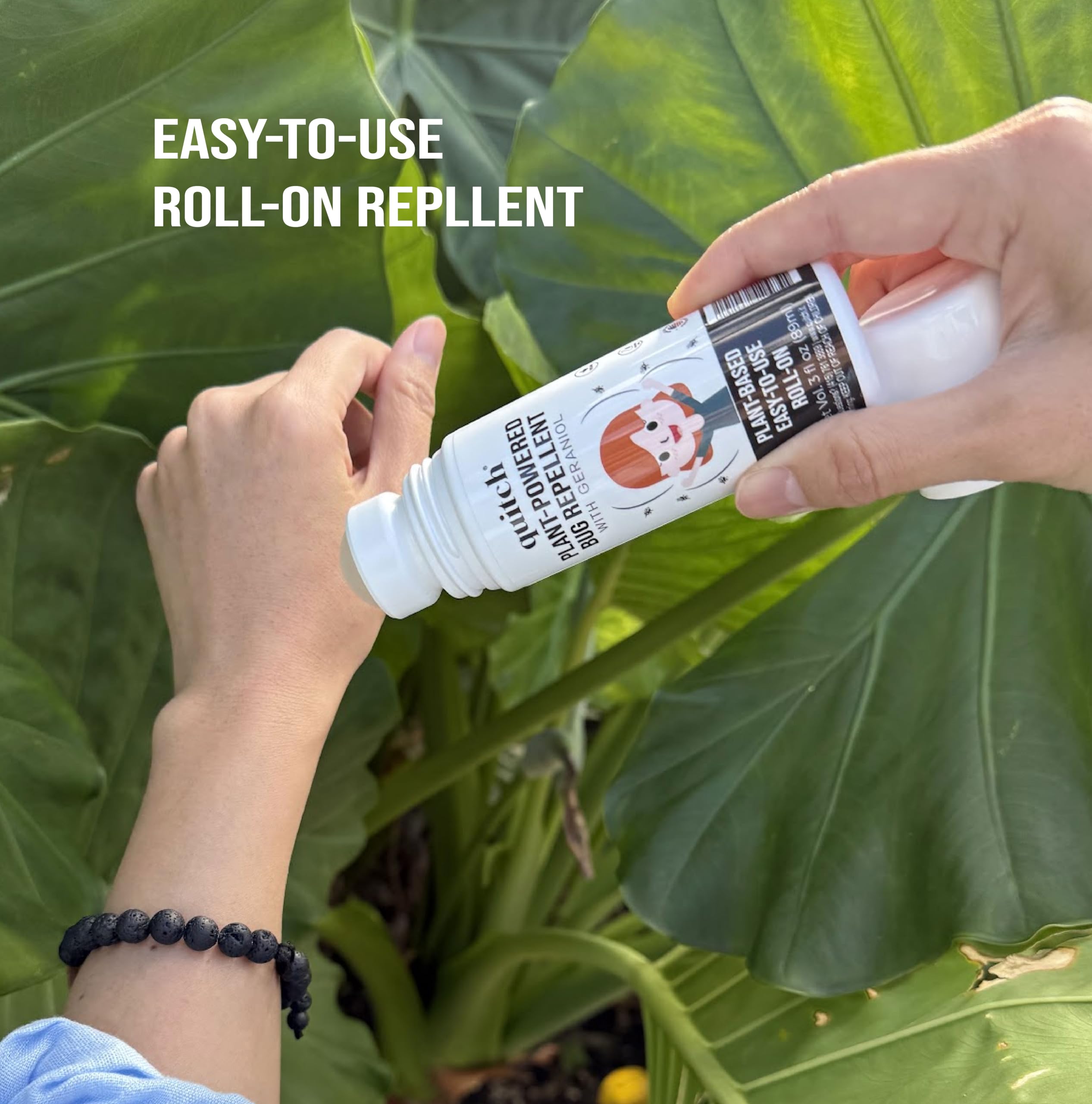 Quitch Roll-On sans DEET pour une peau douce et sûre.