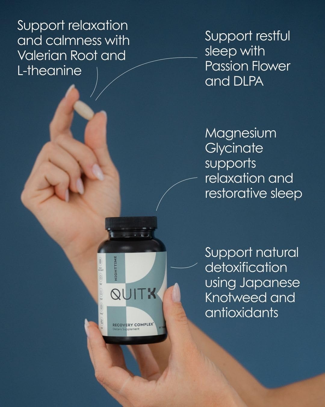 QuitK Recovery Complex: soutien nocturne pour un sommeil profond et réparateur.