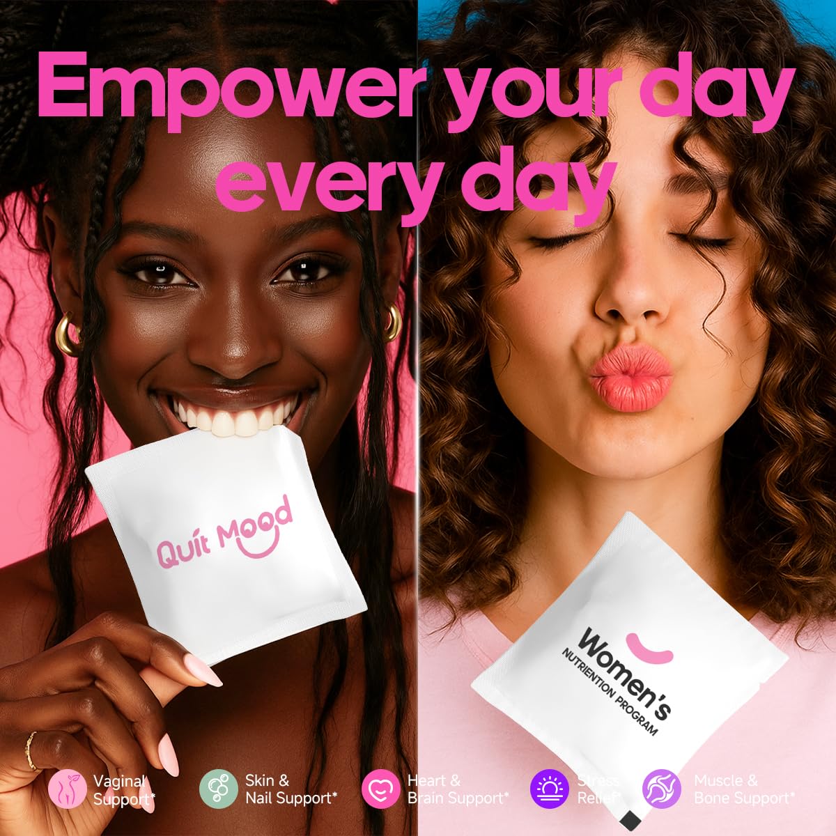 Quit mood énergie et équilibre hormonal, personne active avec lumière rayonnante.