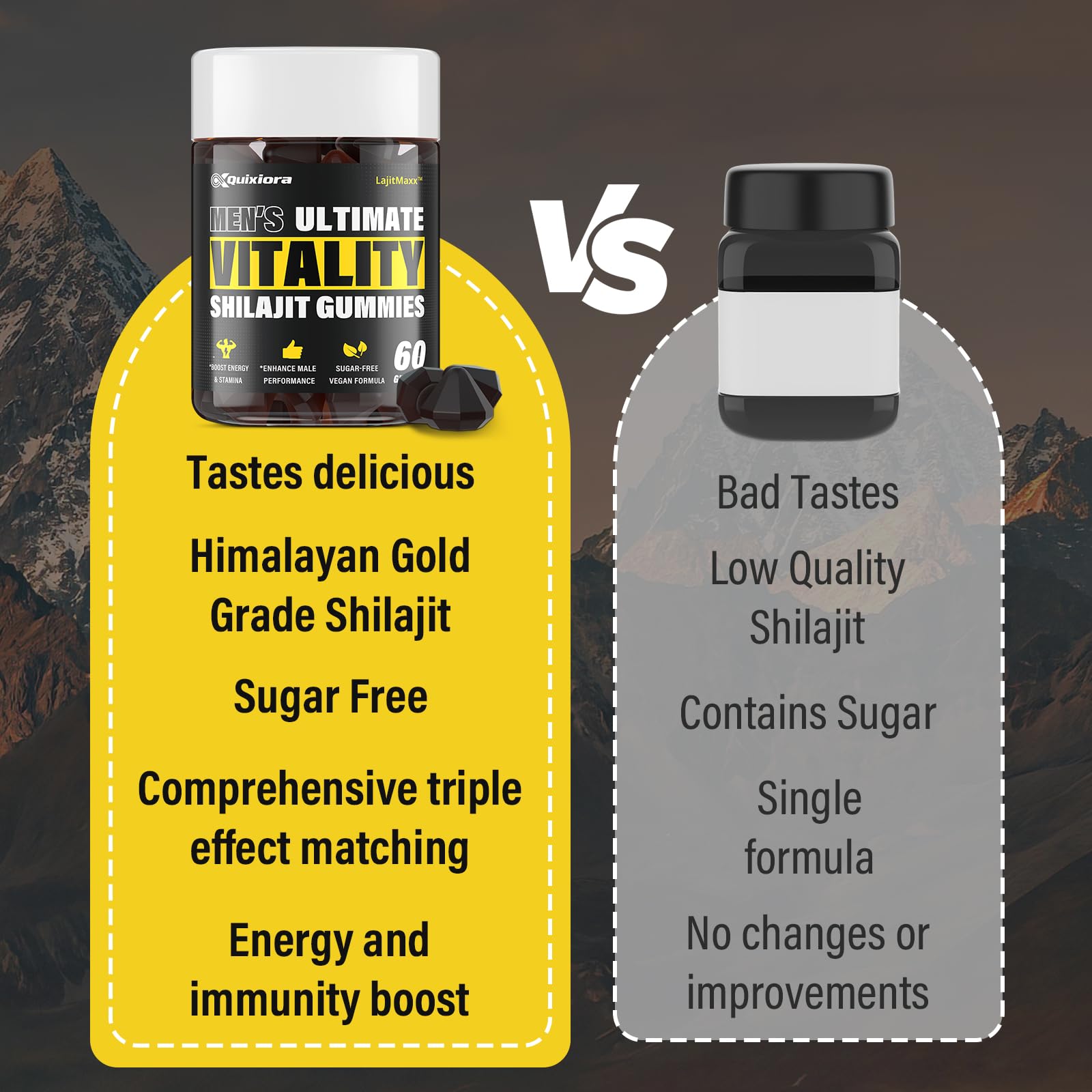 Gomme Quixiora Shilajit démontrant texture naturelle et facilité de mâchage.